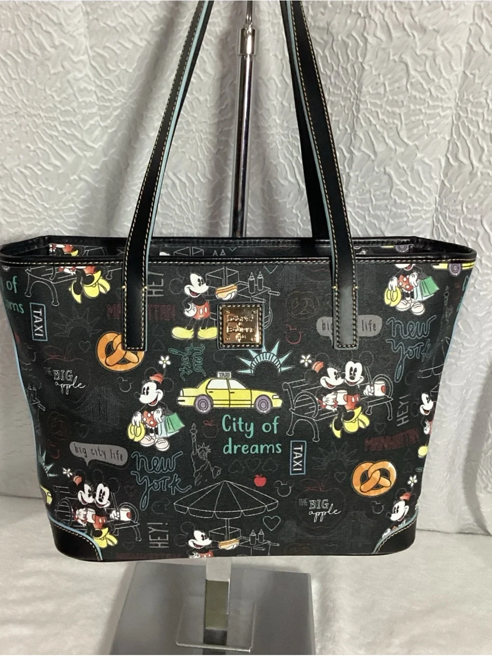 Dooney & Bourke Disney Mickey & Minnie Mouse New York City Icons Tote Bag EUC